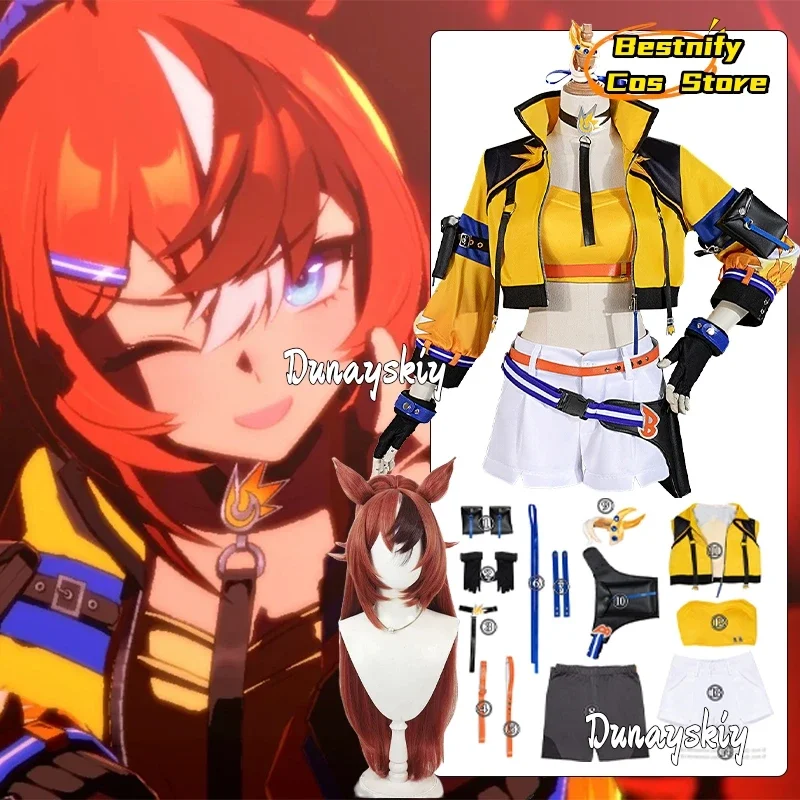 

CosplayBubblegum Fellow Cosplay Costume Yellow Top Vest Set and Pants with Tie Outfit Anime Bubblegum Fellow Role-playing Wig Sh