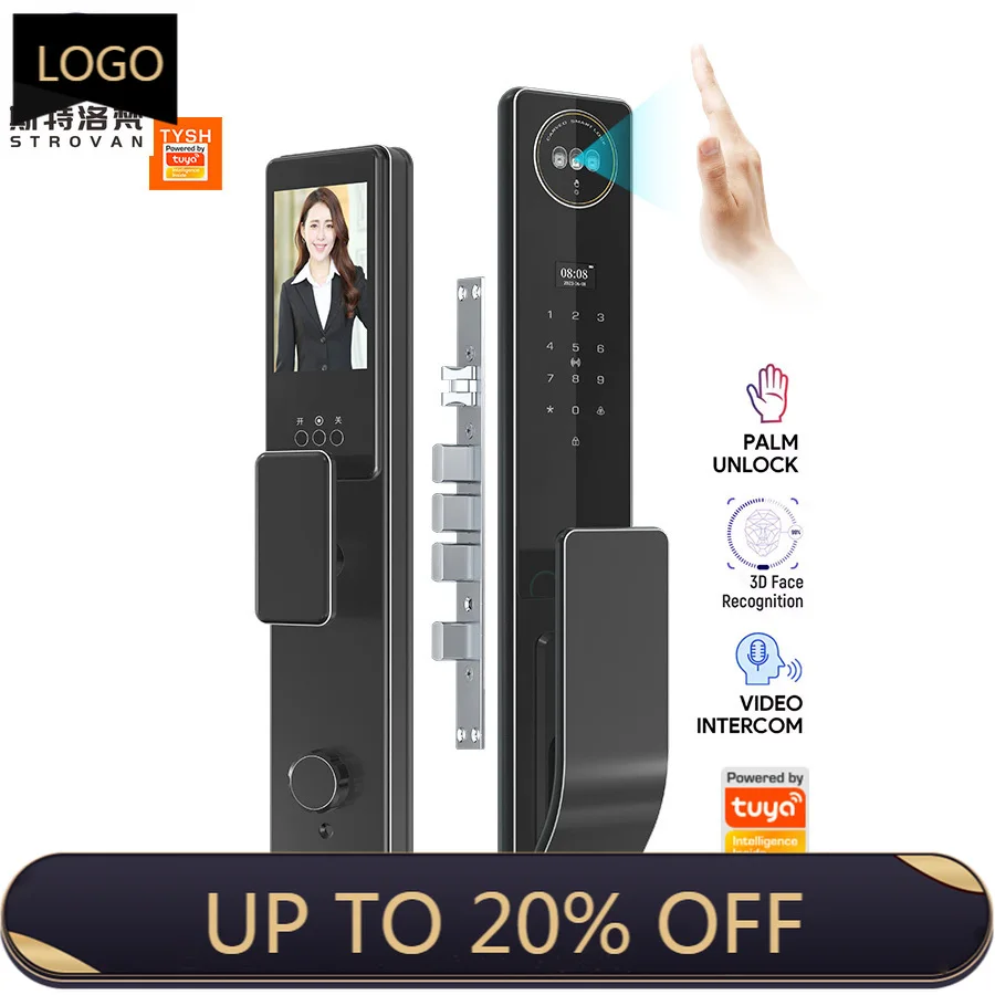 

STLF Smart Wifi Digital Door Lock Automatic Fingerprint 3D Face Recognition Cerradura Ai Tuya with for Aluminum Door