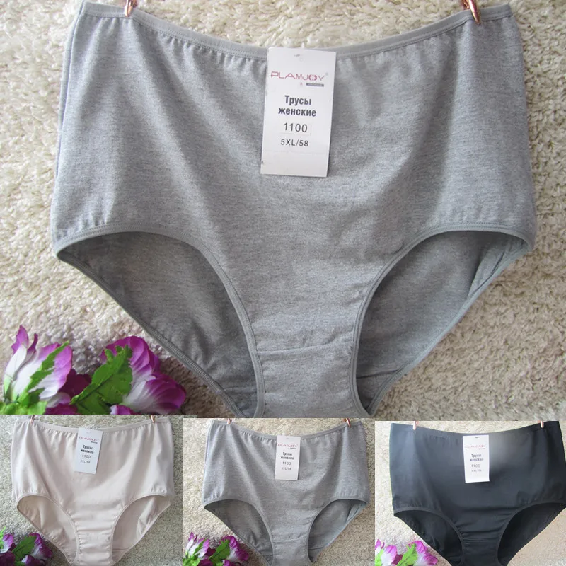 3Pcs/Lot Panties for Women Plus Size 5XL Cotton Print High Waist Breathable Underpants Intimates Female Underwears Sets