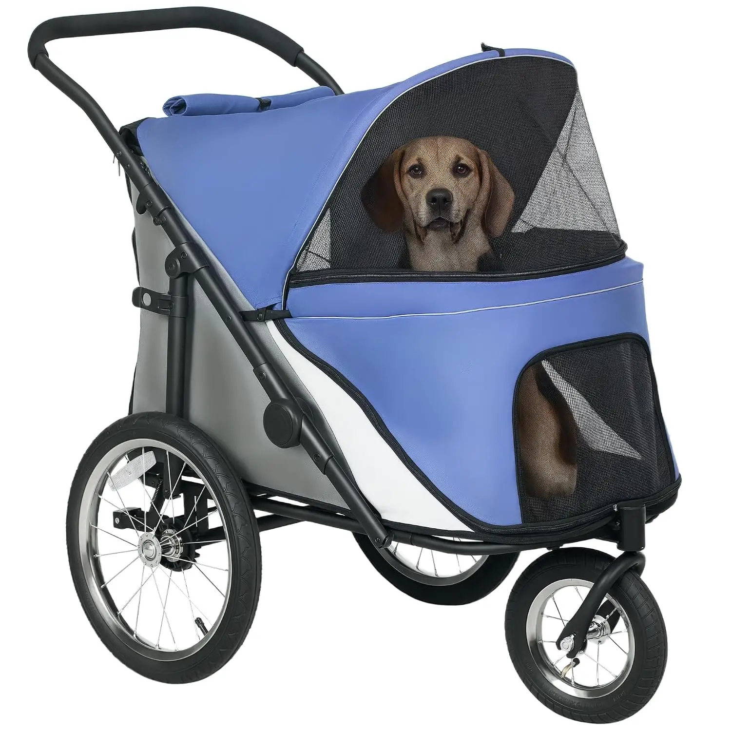 Dog Stroller Easy One-Hand Fold for Medium Dogs Blue, Customized