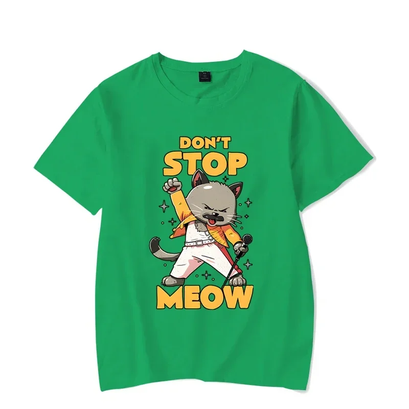 Funny Graphic T-shirt DON’T STOP MEOW Women Shirt Printing Singing Cat Short Sleeves Hip Hop Street Style Cute Cool Girl Shirts view 6