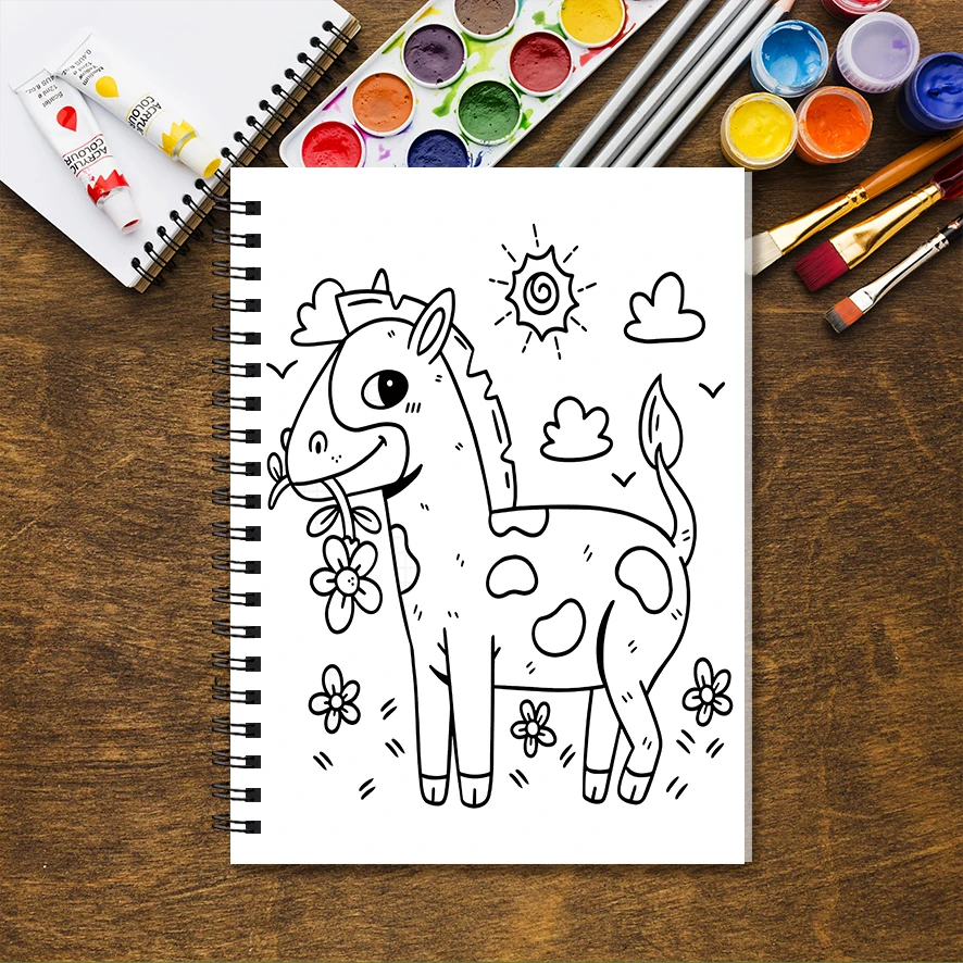 Cute Cartoon Characters Adult Coloring Book - 8.3x 11.2 Inch 32 Pages Coloring Book - Helps Reduce Stress and Ease Emotions