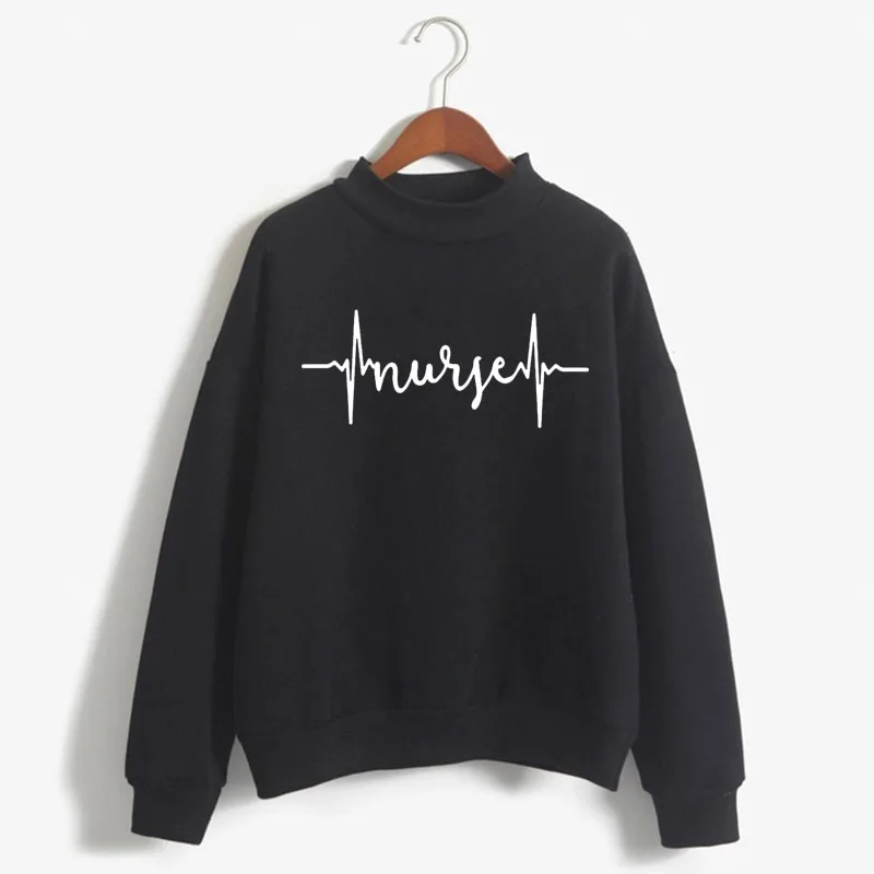 

Nurse heartbeat Lifeline Print Woman Sweatshirt Sweet Korean O-neck Knitted Pullover Autumn Winter Candy Color Women Clothes