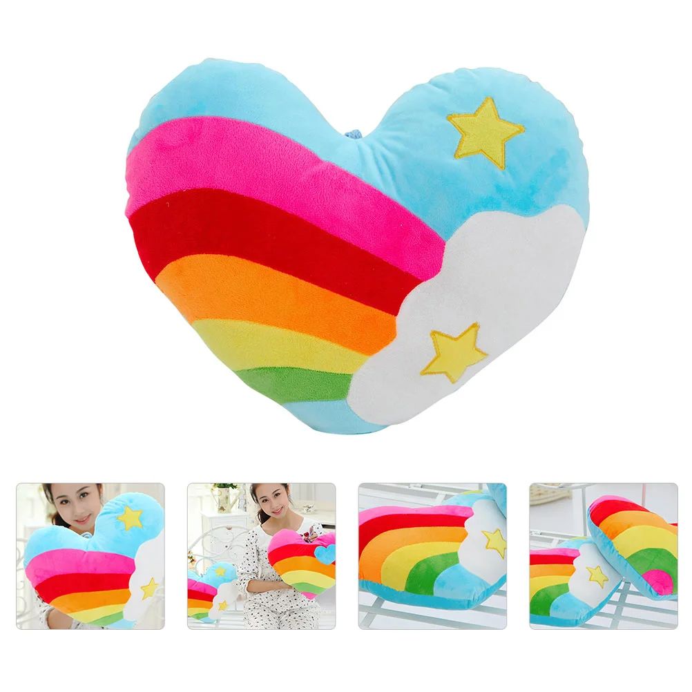 

Rainbow Heart Pillow Shaped Throw Cushion Plush Cushions Decor Pp Cotton