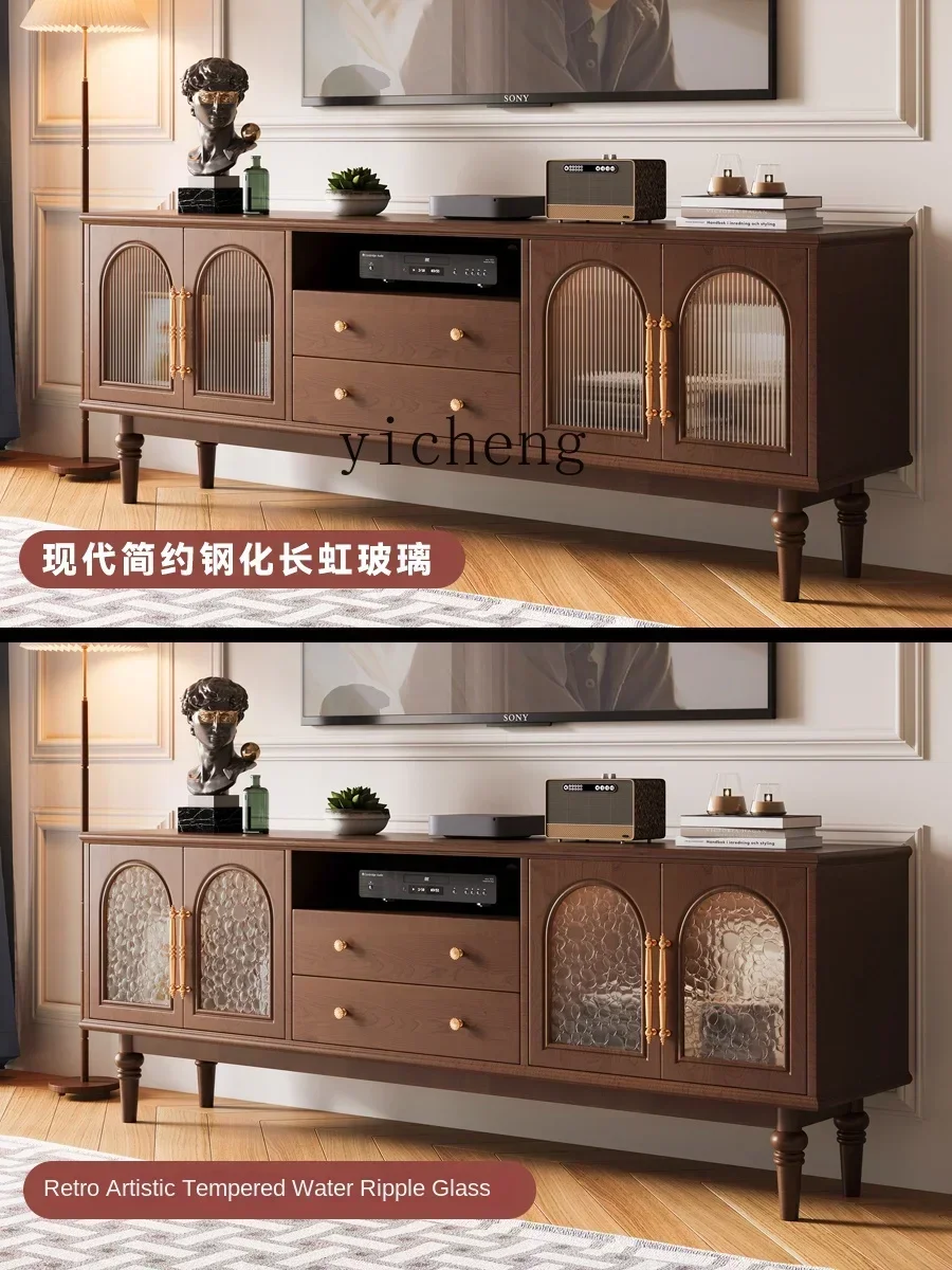 v9.9-solid wood TV cabinet household living room high-end new heightened bedroom TV cabinet