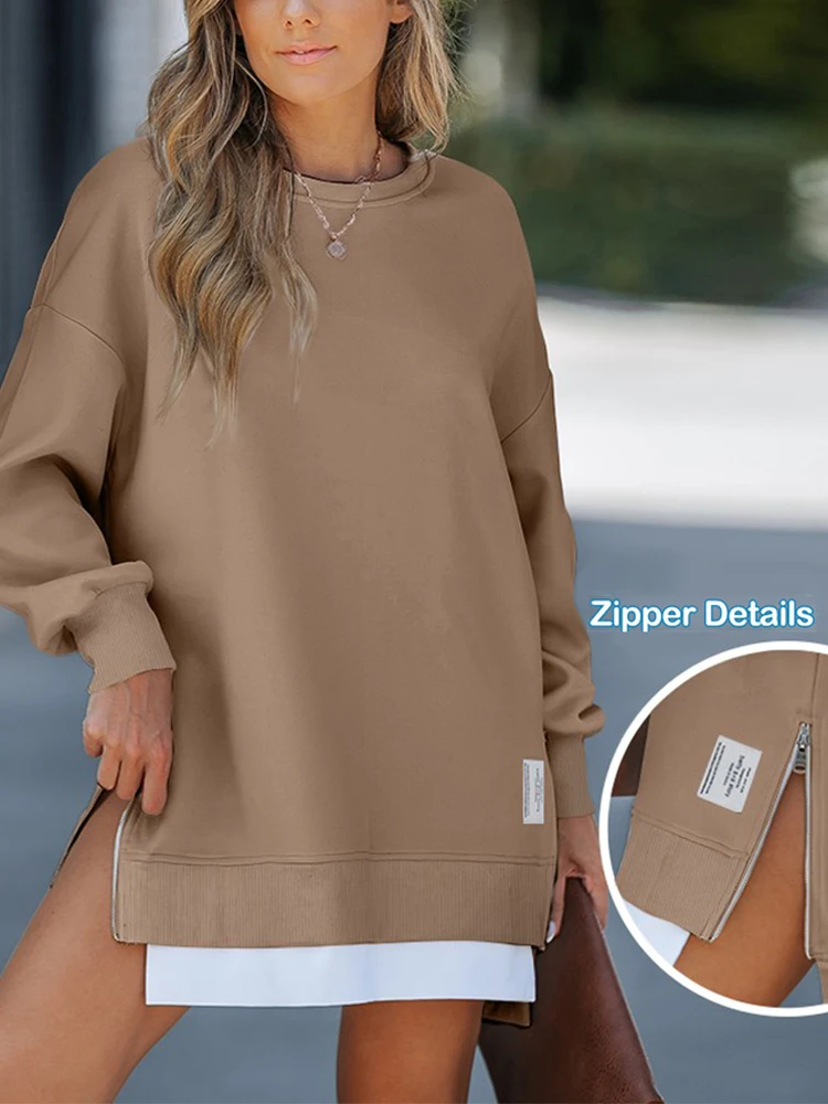 

Long Sleeve Zipper Design Sweatshirt Dress