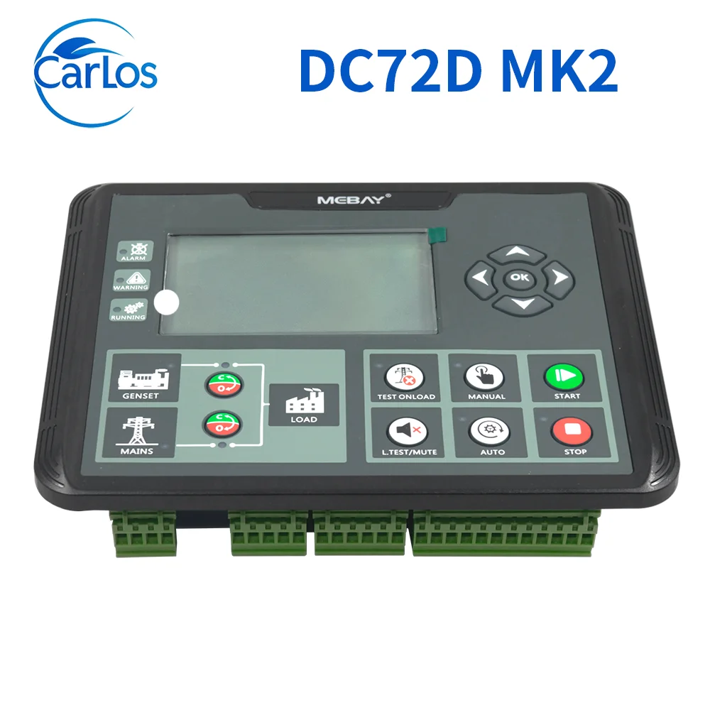 Mebay DC70D DC72D AMF Diesel Generator Controller Module Auto Start Genset Parameter Monitoring LCD Display Panel DC72D MK2