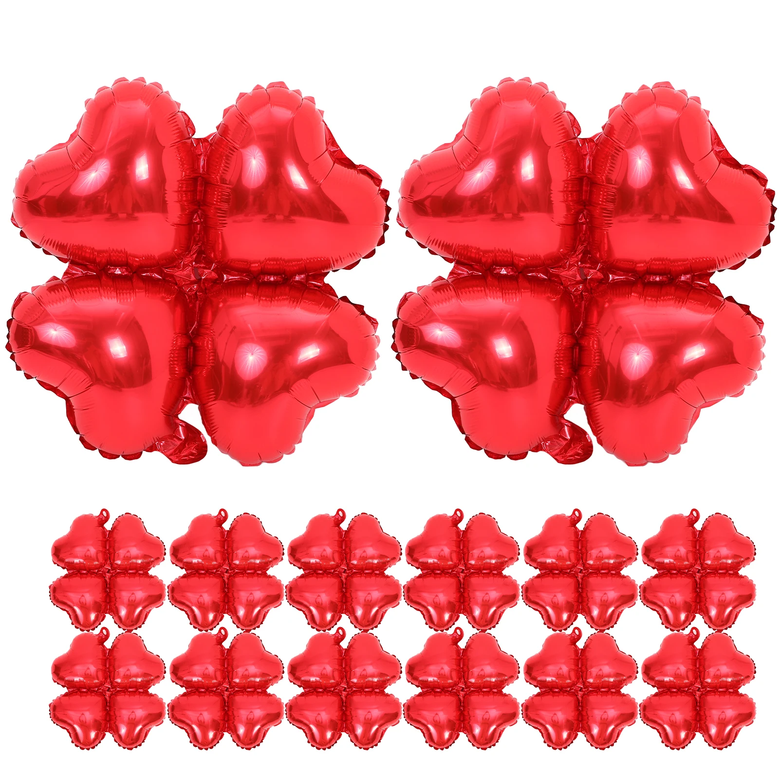 

50pcs Heart Shaped Balloons Red Small Foil Party Decorations Birthday Festival Balloon Four Leaf Clover Reusable