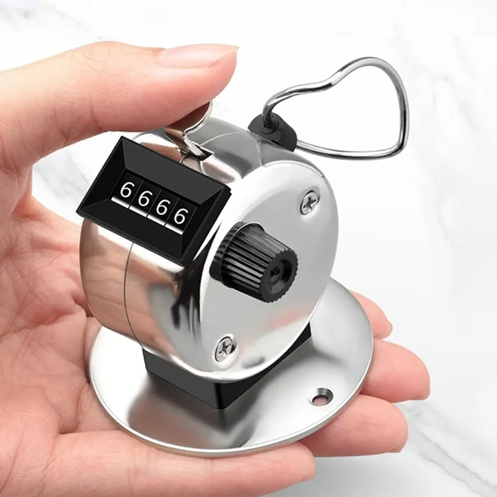 

4-Digit Hand Tally Counter Thickened Metal Accurate Manual Lap Counter Clicker with Round Base Handheld.
