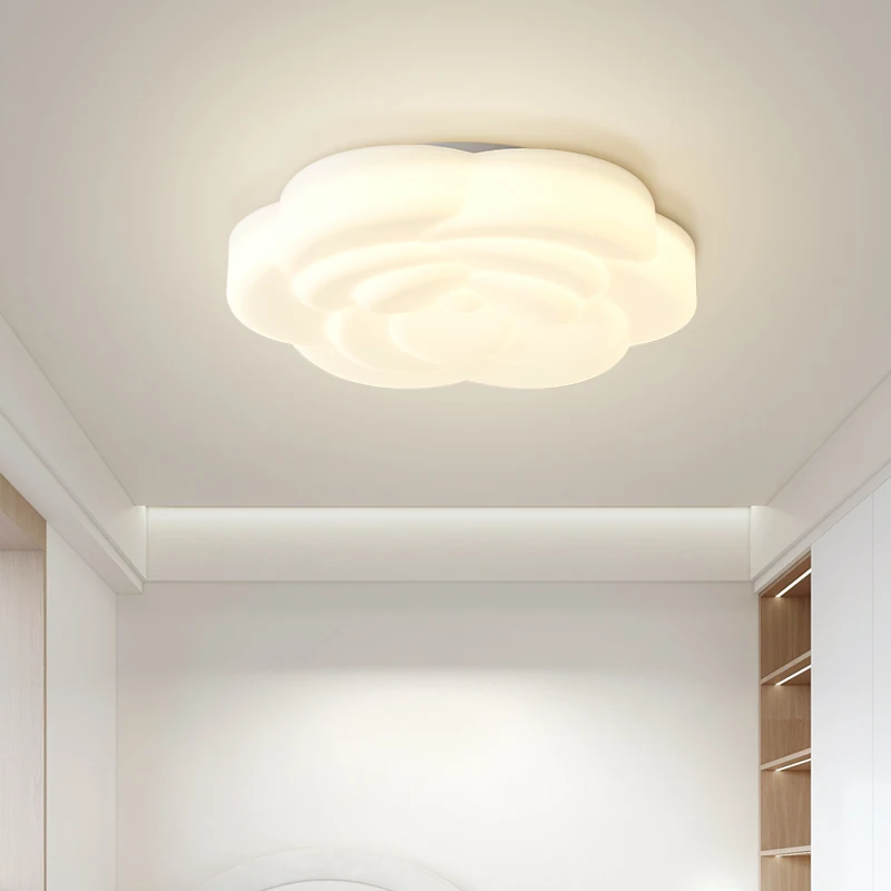 Rose Round LED Ceiling Lamp Is Used For Dining Room Bedroom Foyer Bedroom White Lamp Remote Control Lamp Decoration