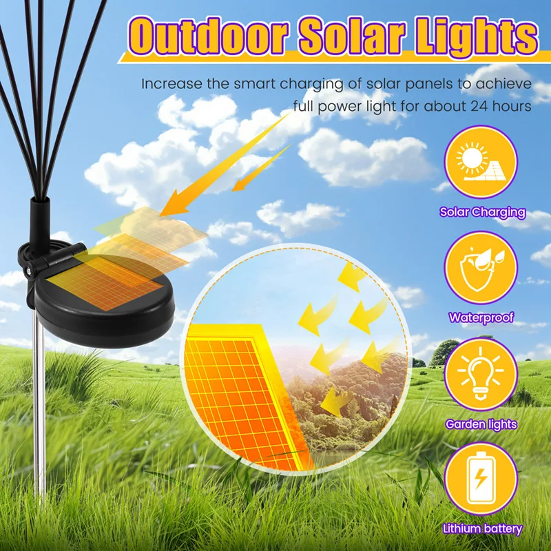 พลังงานแสงอาทิตย์ผีเสื้อหิ่งห้อยไฟกันน้ําไฟสนามหญ้าตกแต่งสวนสวนภูมิทัศน์ไฟ 6-Light