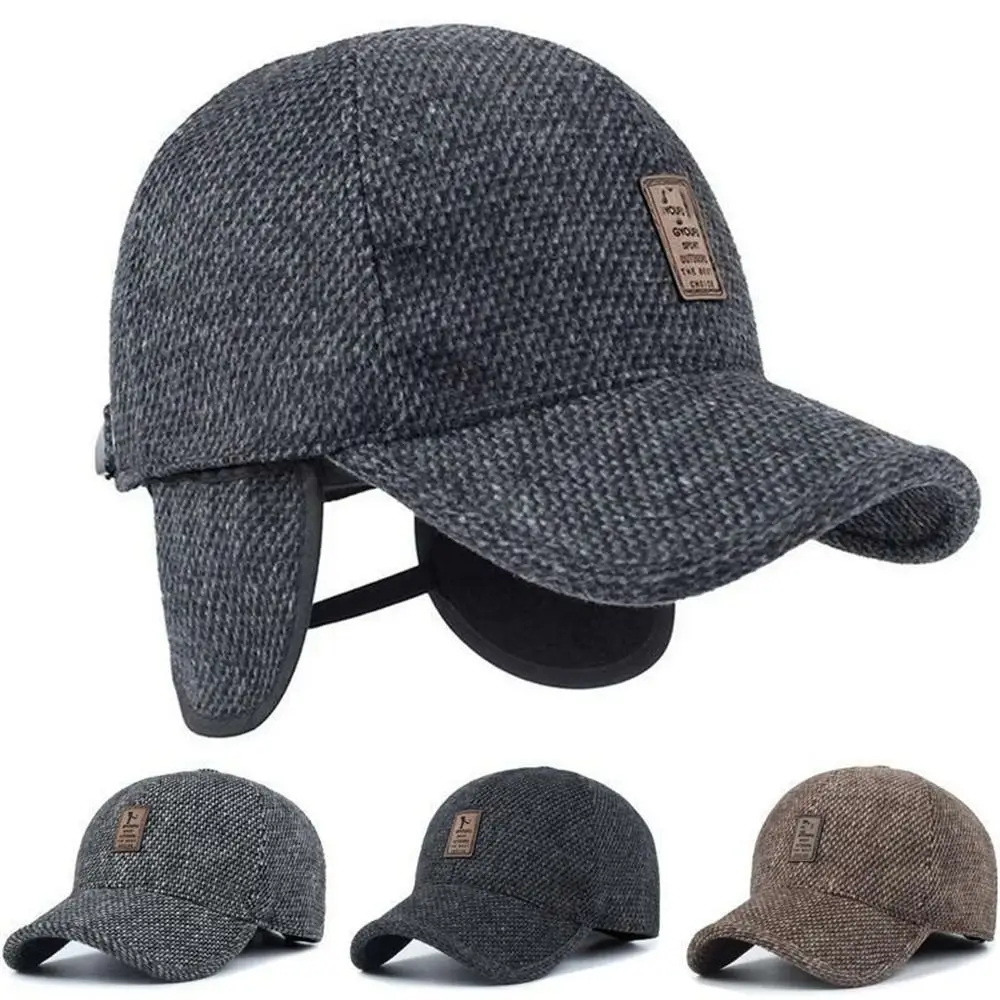 

High Quality Warm Adjustable Earmuffs Baseball Cap Autumn Winter Thick Earmuffs Hat Casual Simple Outdoor Hats for Men