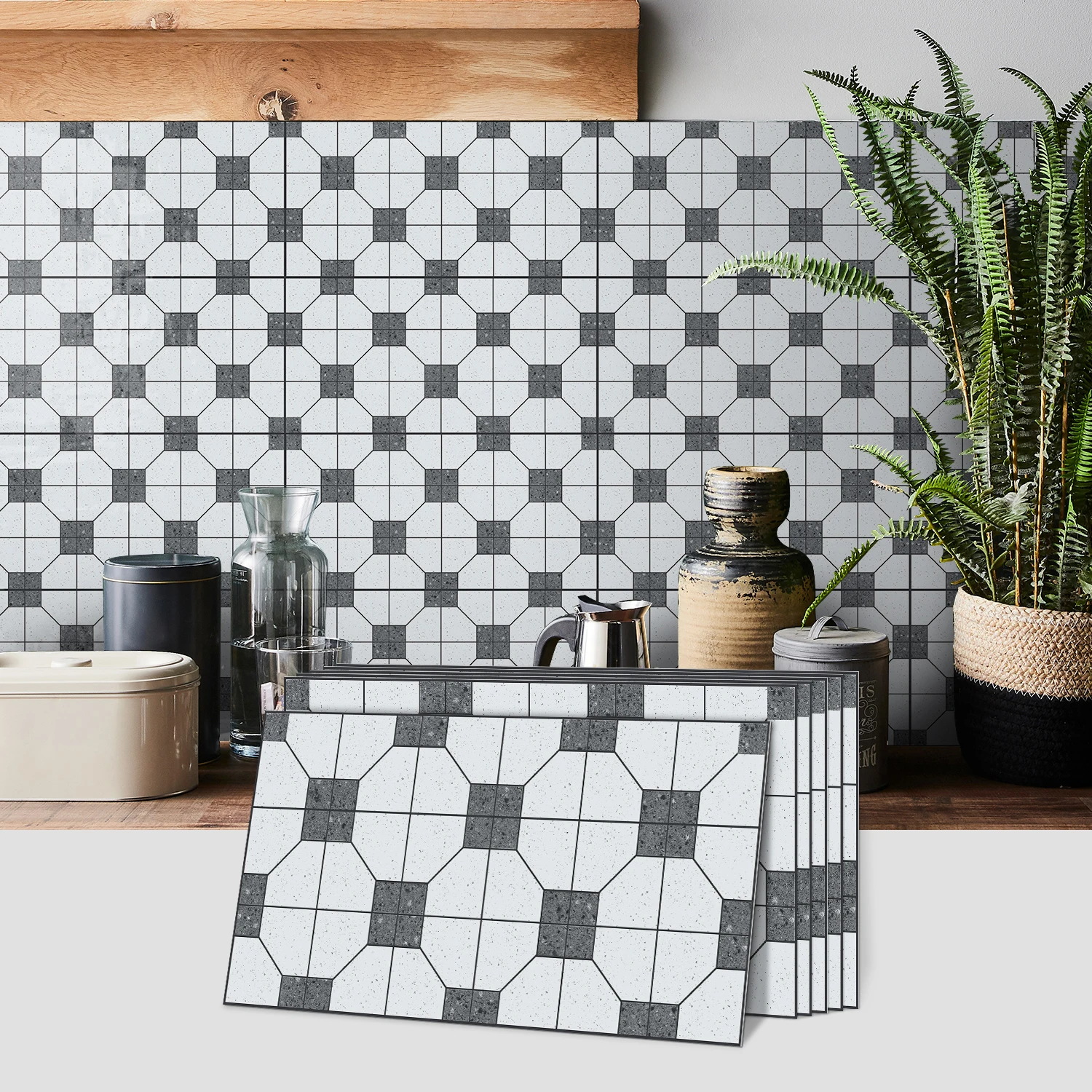 

Peel and Stick Floor Tiles, Self-Adhesive Waterproof Vinyl Tile Stickers for Kitchen Bathroom Living Room DIY Decor