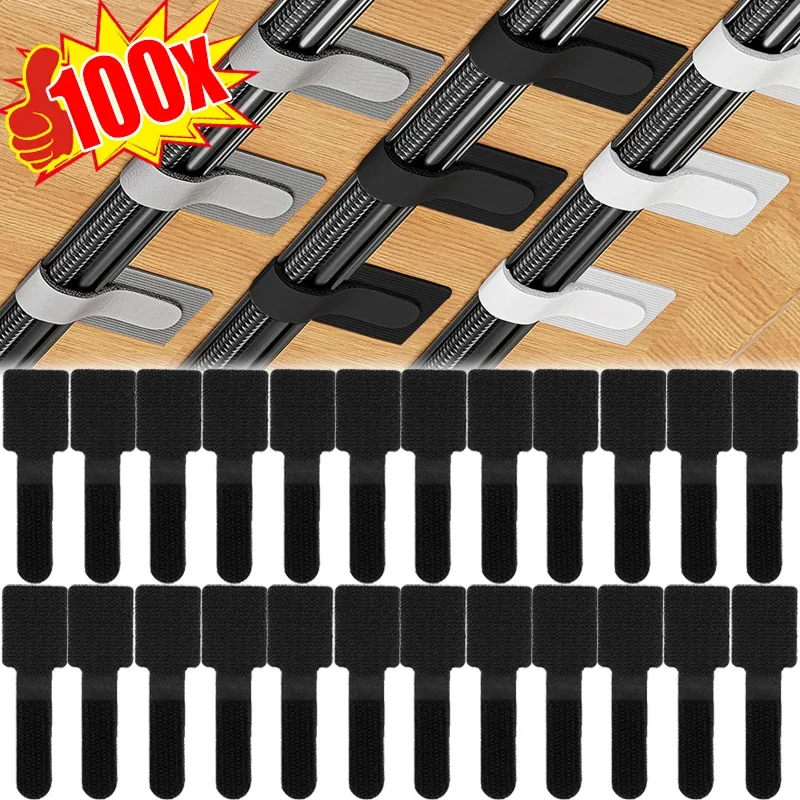 Criquets de câble auto-adhésifs réutilisables, attaches de câble, boucle de crochet, sangles de gestion de la rette, outils de stockage de bureau à domicile, 10 100 pièces