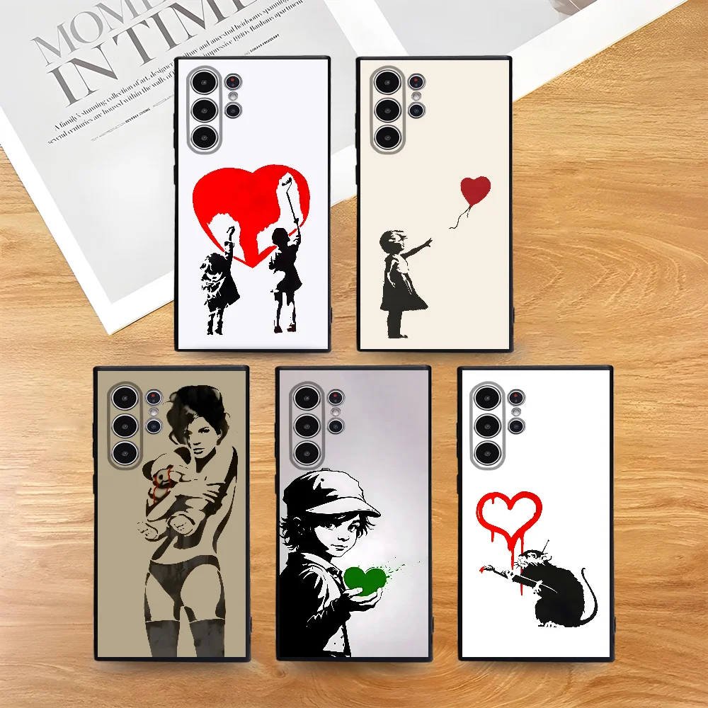 Coque de téléphone Graffiti Artist b-banksy, étui souple en TPU doux pour la peau, pour Samsung série S s21 s22 s23 s24 s25 FE Plus