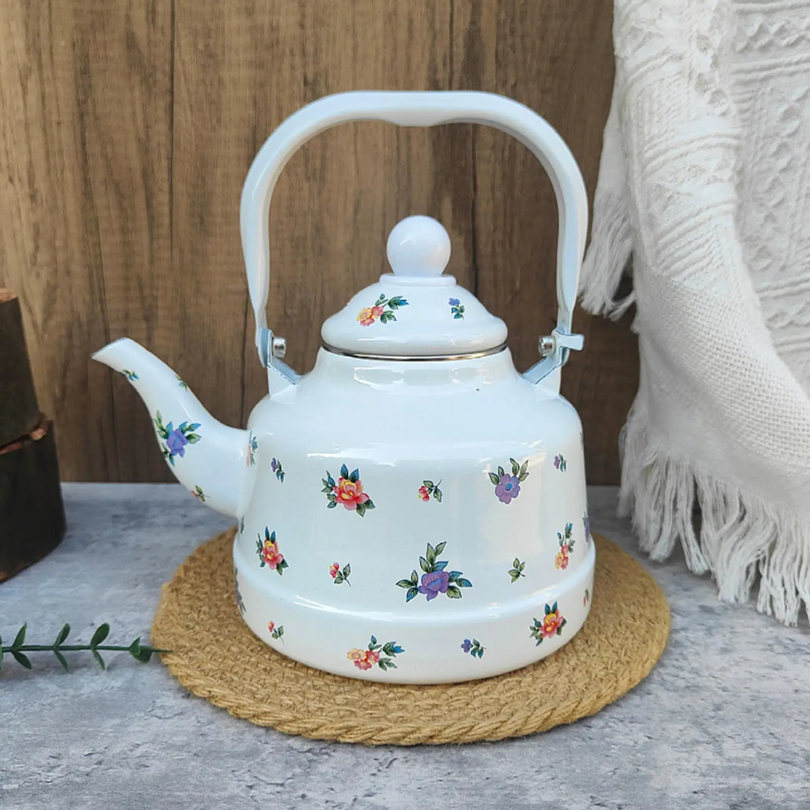 

Декоративный чайник, чайник для приготовления пищи, кухня, 2,5 л, эмалированный чайник с цветочным рисунком