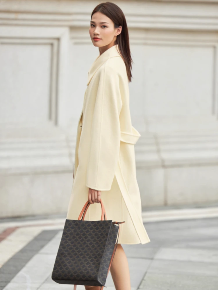 Amii minimalismo casaco de lã feminino 2025 inverno novo elegante único breasted jaqueta longa moda solta casaco feminino 12141003