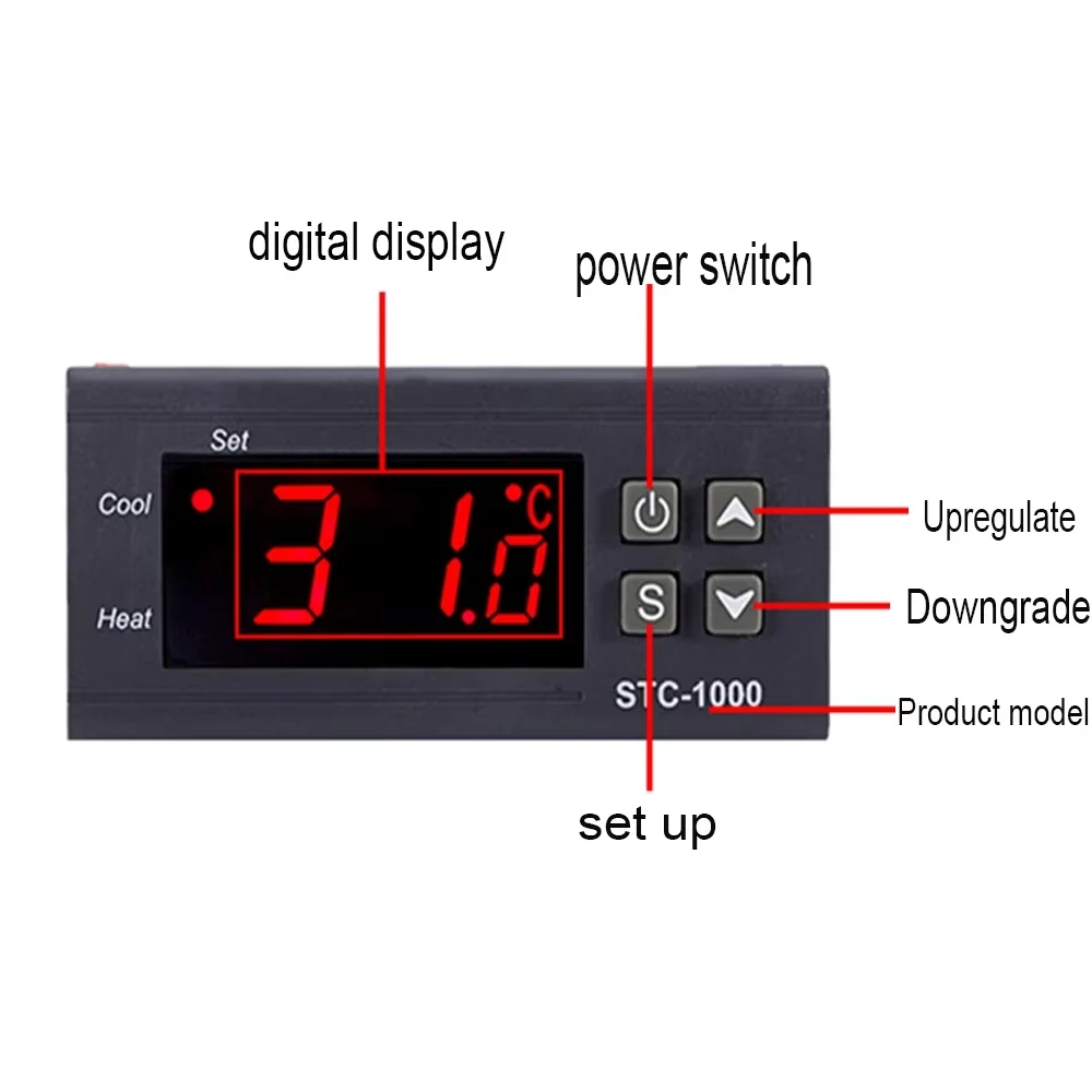 Digital Temperature Controller Thermostat Thermoregulator Incubator Relay LED 10A Heating Cooling STC-1000 STC 1000 12V 24V 220V