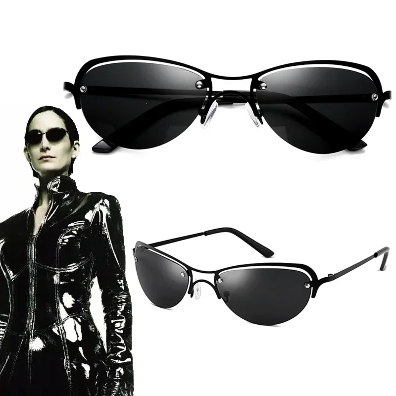 Movie The Matrix Trinity Cosplay Glasses Unisex Eyewear Frameless Eyeglasses Metal Fashion Driving Sunglasses Accessories Props