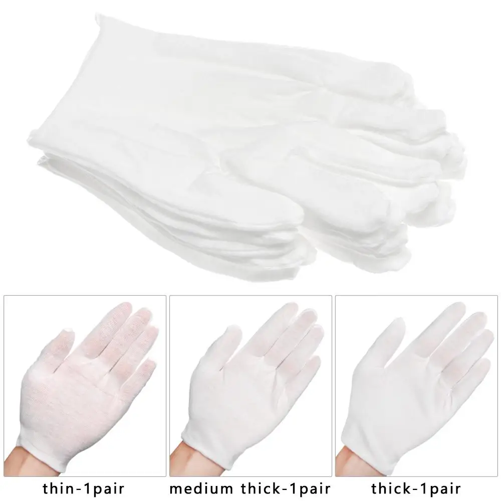1pair Thick Kitchen Gardening Etiquette Supplies Cleaning Materials White Cotton Gloves Labor Protection Gloves Household