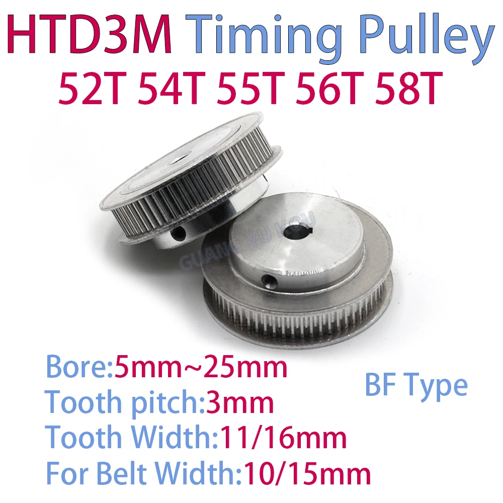 

HTD 3M 52Teeth 54Teeth 55Teeth 56Teeth 58Teeth Timing Pulley Bore 5mm~25mm For Belt Width 10/15mm Synchronous Wheel Belt Pulley