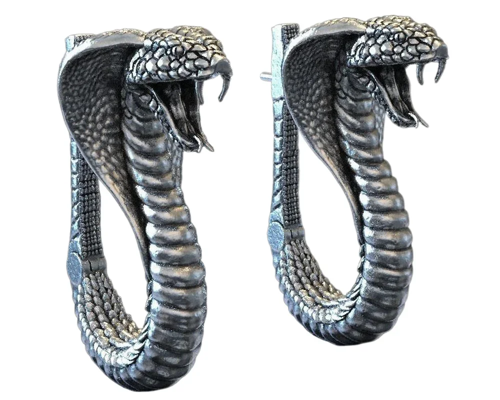 

10.5g Cobra Snake Earrings Serpent Women Present Earrings Customized 925 Solid Sterling Silver Earrings