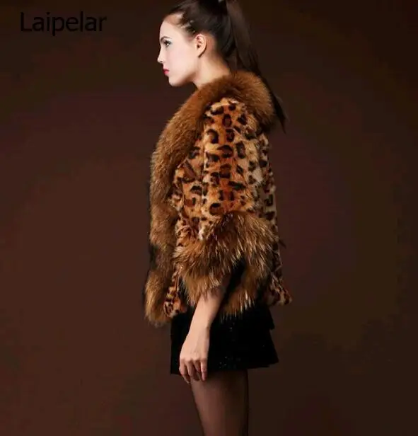 Women's Wear Leopard Fur Coat Women's Leopard Mink Winter Thick Fur Jacket Long Sleeves Warm Eco-friendly Fur Coat