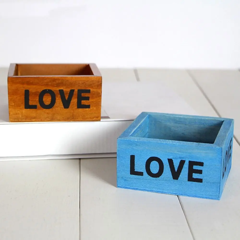 High Quality Creative Flowerpot Retro Wooden Garden Decor Natural Desktop Storage Box