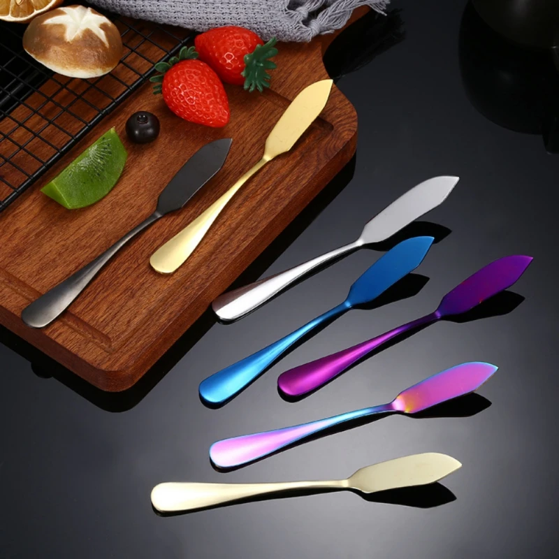 Stainless Steel Butter Knife Round/pointed Cheese Dessert Jam Knife Cream Knifes Breakfast Toast Bread Tableware Kichen Tools