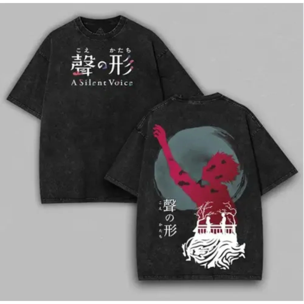 A Silent Voice Anime Lover Washed T-shirt Personality Clothes Oversized Unisex Year Round Clothing High Quality Hot Product Soft