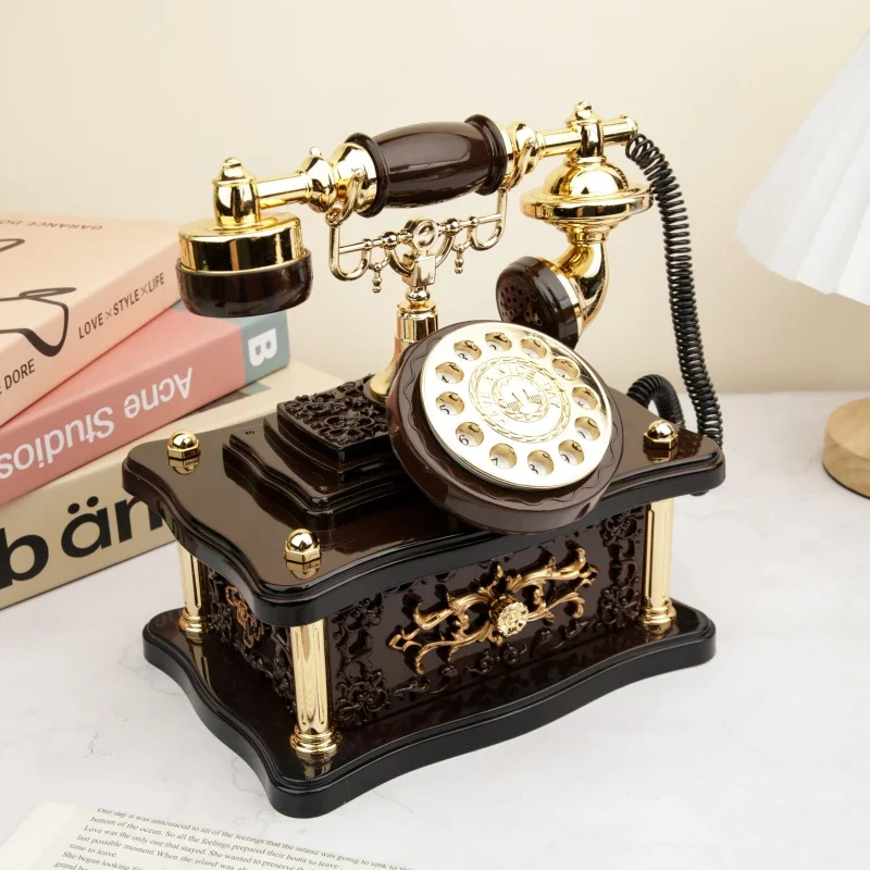 Retro Vintage Dial Phone Music Box European Phone Bar Cafe Home Living Room Desktop Decoration