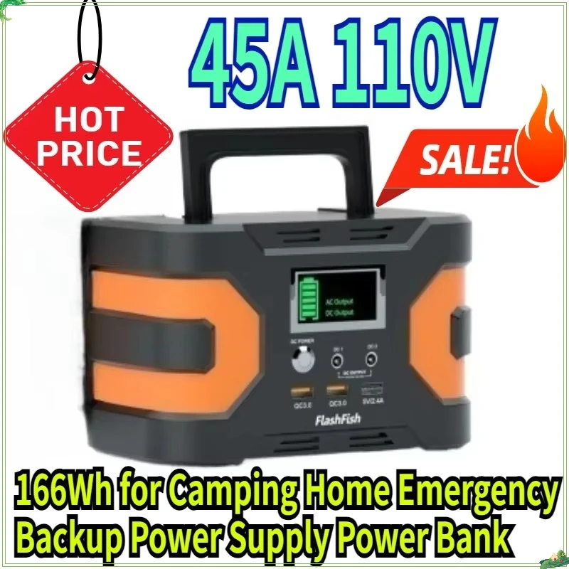 

166Wh Solar Power Station CPAP Battery 45A 110V Solar Generator AC DC for Camping Home Emergency Backup Power Supply Power Bank