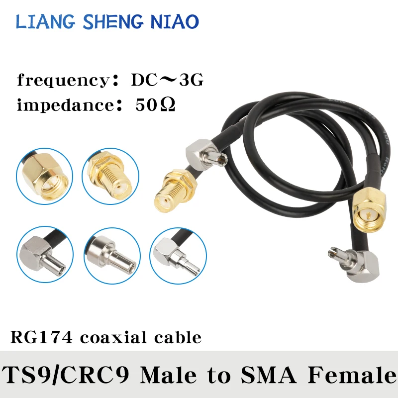 

RG174 Coaxial Cable TS9 CRC9 Male To SMA Male Female Right Anlge Connector TS9 To SMA Crimp for Cable Low Loss Fast Delivery RF