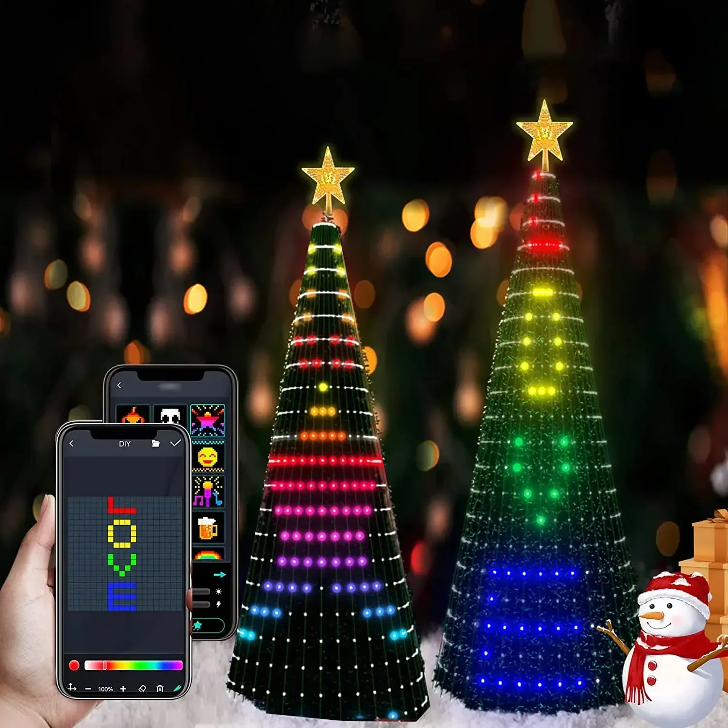 Imagem -03 - Árvore de Natal Inteligente Luzes Cordas Controle App Faça Você Mesmo Texto Imagem Rgb Controle Remoto Quarto de Natal