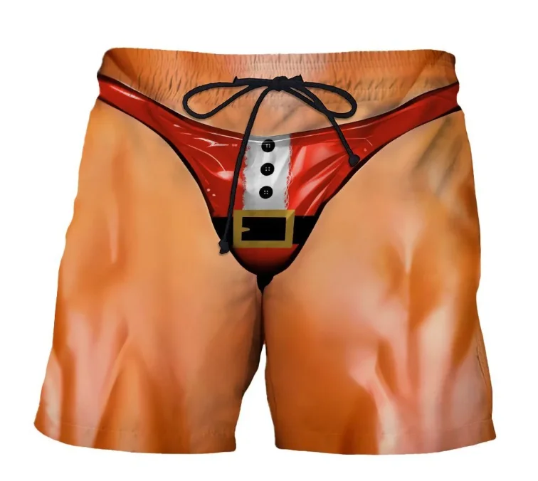 2026 Summer Fashion New Men's Casual Outdoor Sports Fun and Funny Muscle Print Shorts Quick Drying Trendy Mesh Vacation Shorts