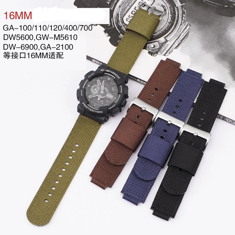 Nylon Bands for Casio GA-2100 AE-1000/1100 GM110 GM2100 AQ-S810 MRW-200H GA100/110 DW-5600 DW-6900 gshock Sport Diving Watchband