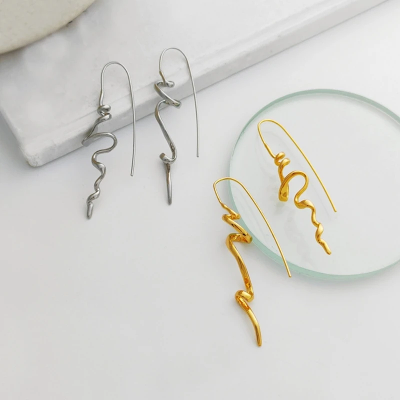 Abstract Earrings Sturdy Brass Earrings Three Dimensional Designs Comfortable for Fashionable Women Ladies Casual Wear