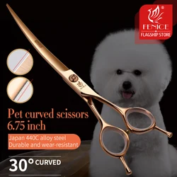 Fenice Professionele 6.5/7 Inch Pet Gebogen Grooming Schaar Gekarteld Lemmet Met Saw Huisdier Schaar Voor Honden Katten JP440C