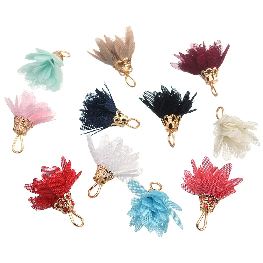 

20 Pcs Flower Petal Pendants Small Flowers Hanging nament Lightweight Jewelry Accessories Chiffon Design Necklace Bracelet