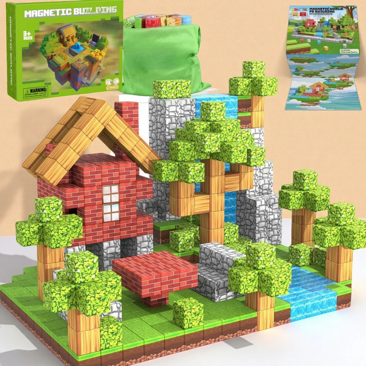 مجموعة المكعبات المغناطيسية مكونة من 75 قطعة من أطلق العنان على الخيال والأيدي على مهارات إنشاء المنزل