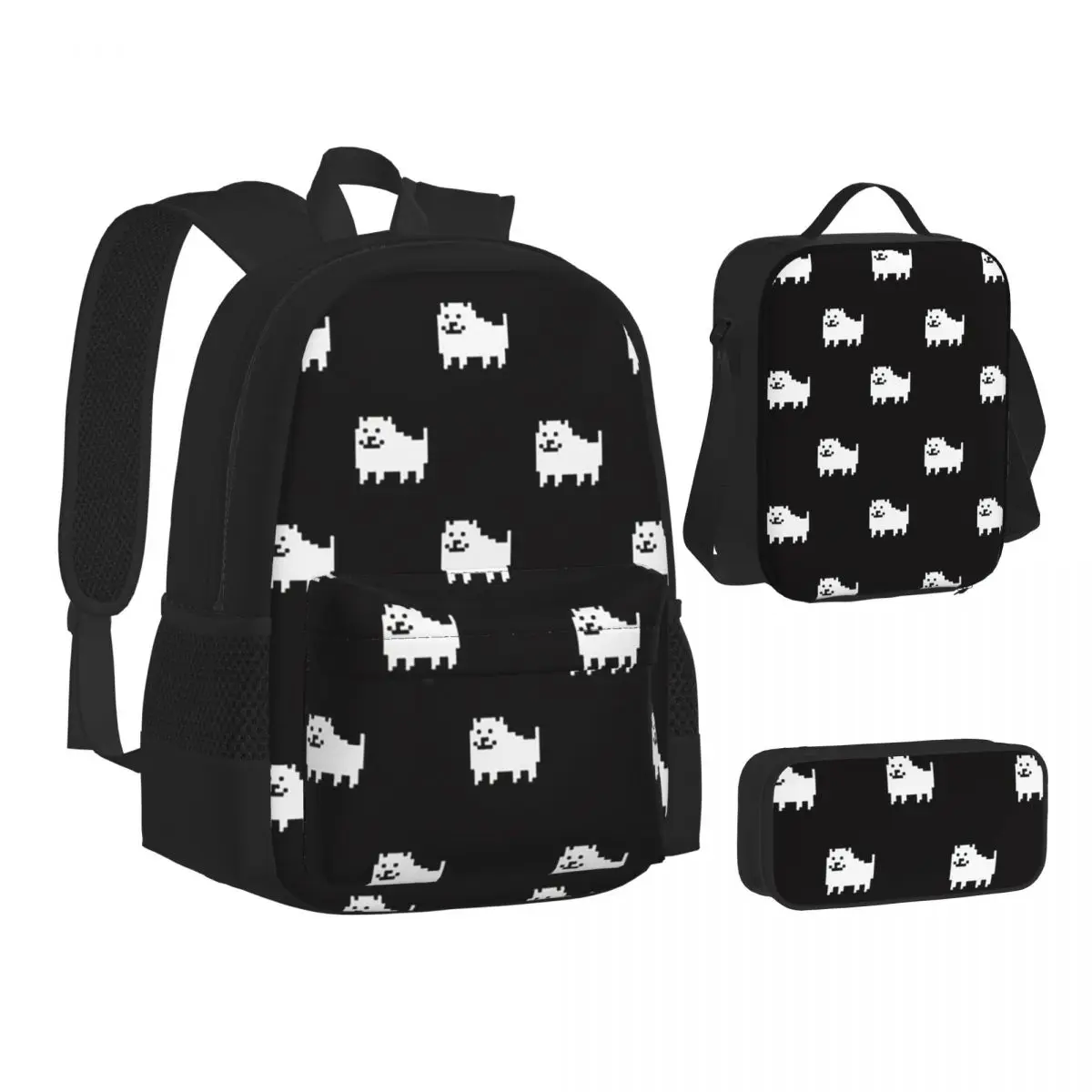 Undertale Dog Heart Backpacks Students Bookbag School Bags Children Rucksack Lunch Bag Pen Bag Three-Piece Set
