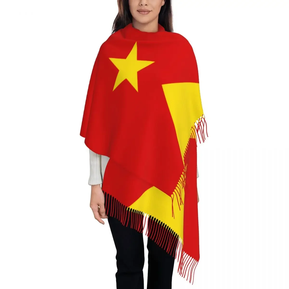 Tigray Flag Ethiopian Scarf for Womens Winter Warm Pashmina Shawls and Wrap Long Scarves with Tassel for Daily Wear