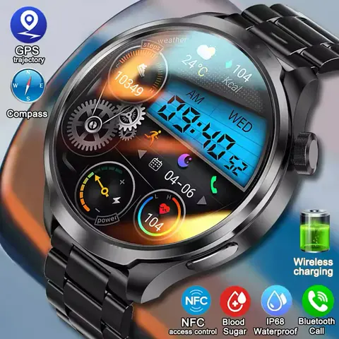 GT4 Pro 스포츠 스마트 워치 남성용 여성용 GPS NFC 나침반 SmartWatch 심박수 혈액 산소 블루투스 통화 건강 Smartwatch New