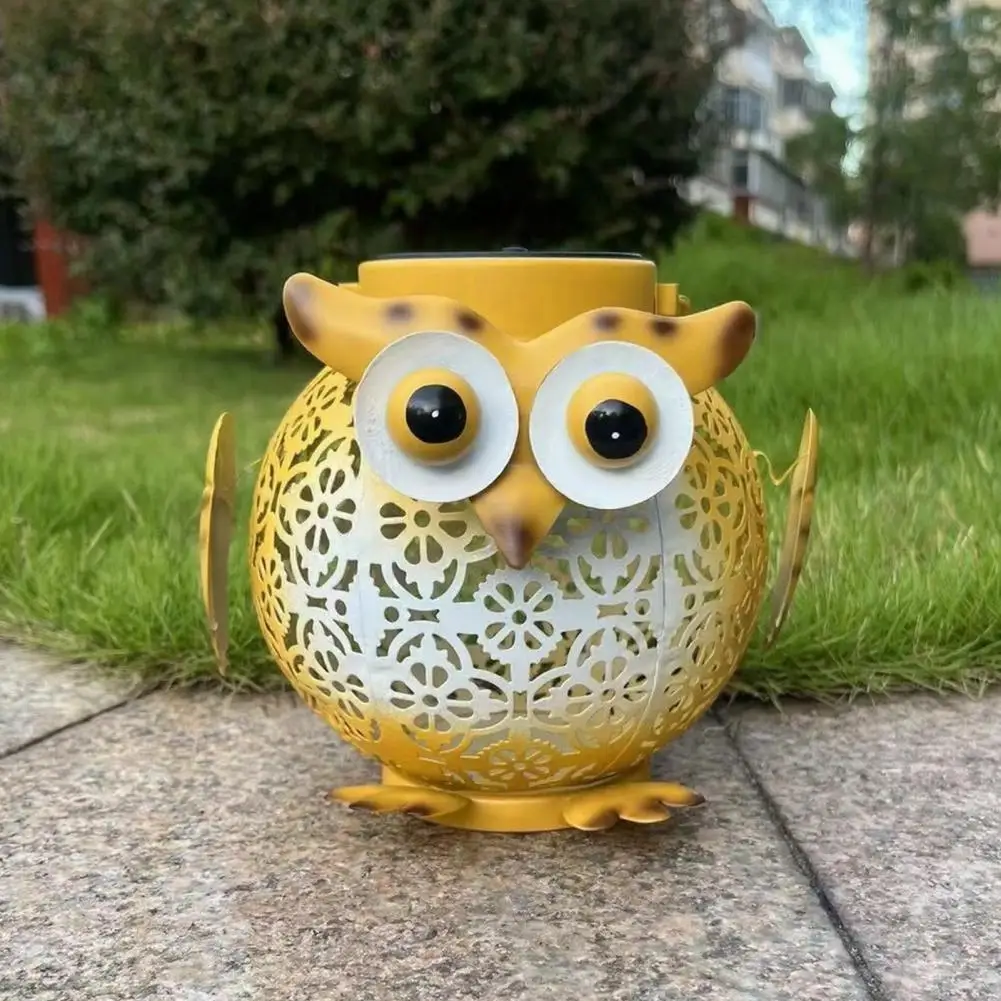 Solar Garden Light Metal Owl Solar Lantern Waterproof Outdoor Hanging Garden Light Solar-powered Patio Yard Porch Decor Owl