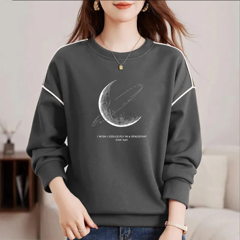 

Весенне-осенний пуловер с круглым вырезом и геометрическим принтом, женская одежда, повседневные элегантные толстовки с длинными рукавами и фонариками, офисные женские топы