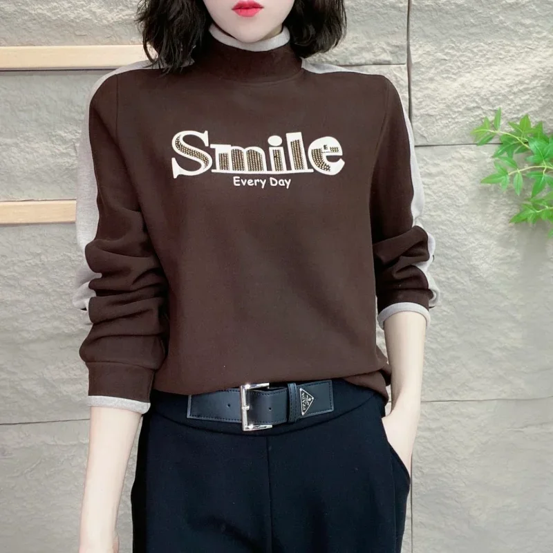 Desgaste casual fora com top de diamante versátil e pilling quente