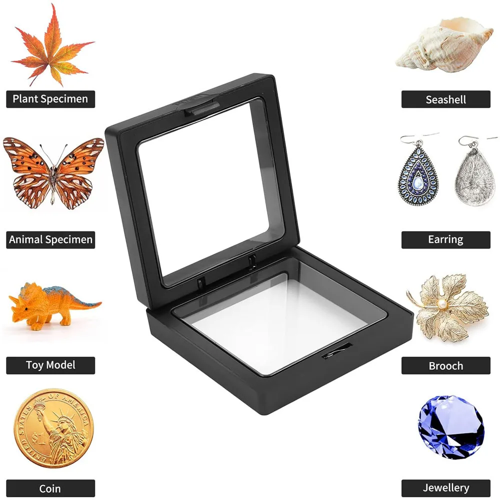 2Pcs 3D Jewelry Coin Display Stand Case Rack Specimens Collections Storage Box Earring Gems Ring Doll Coin Badge Medal Holder