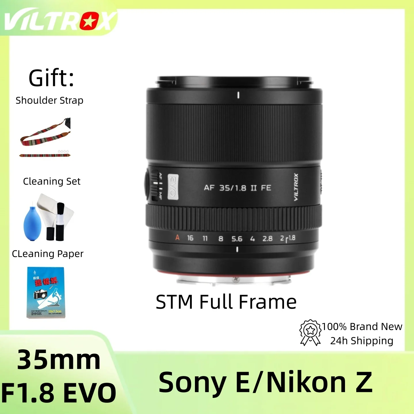 

Полнокадровый объектив Viltrox AF 35mm F1.8 EVO с большой апертурой, портретный объектив с технологией STM для камер Sony E/Nikon Z.