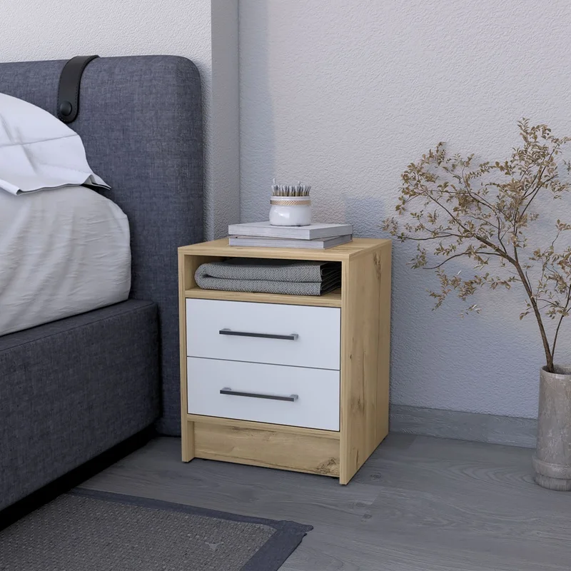 

Philadelphia Nightstand with Two Drawers and Hidden Shelf