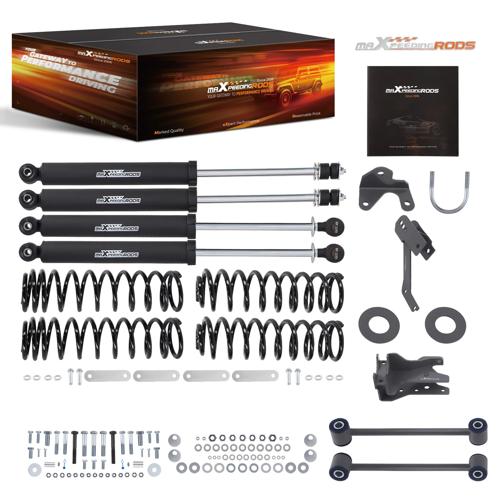 4 inch Lift Kit w/ Shocks For Jeep Wrangler JK Unlimited 2WD 4WD 07-2018